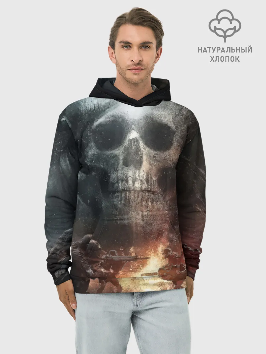 Худи мужской база хлопок / Battlefield Череп