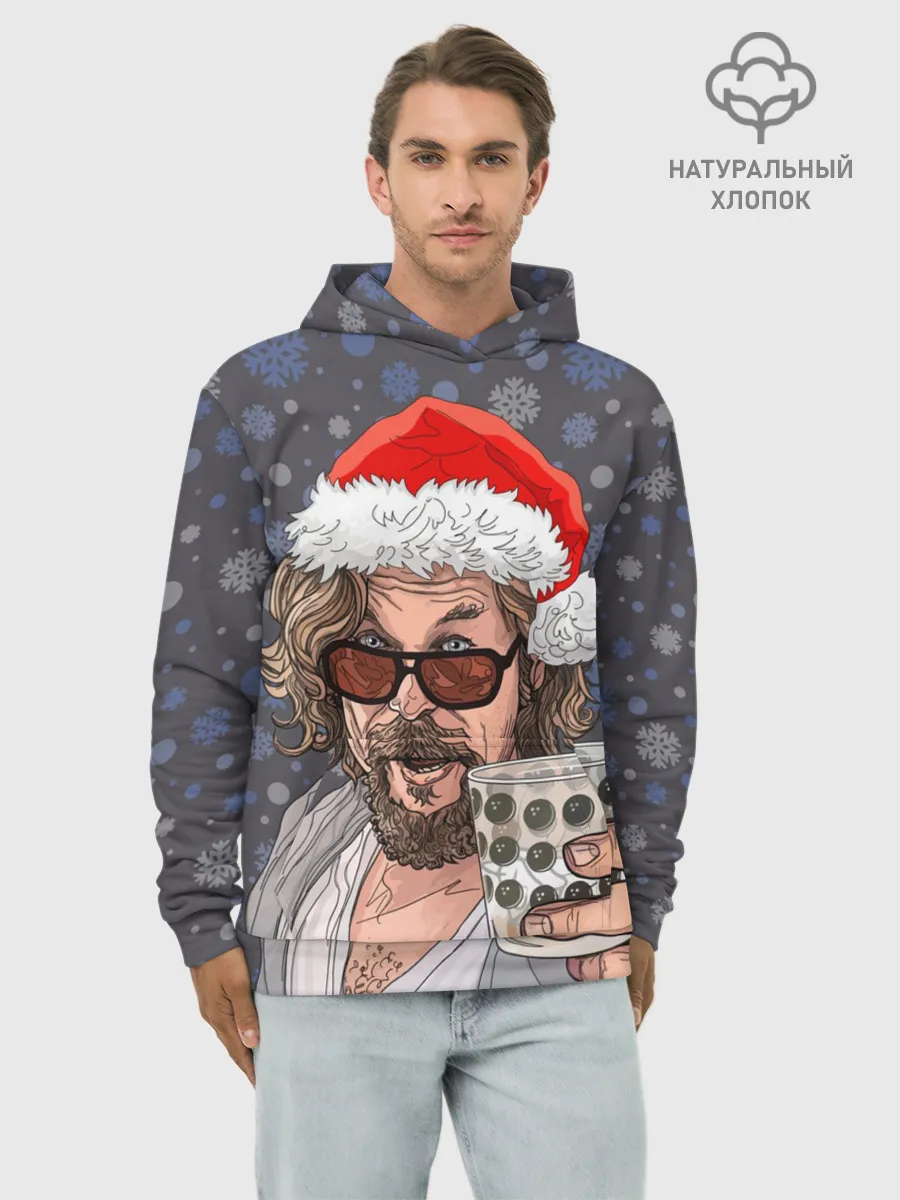 Худи мужской база хлопок / Лебовски Санта