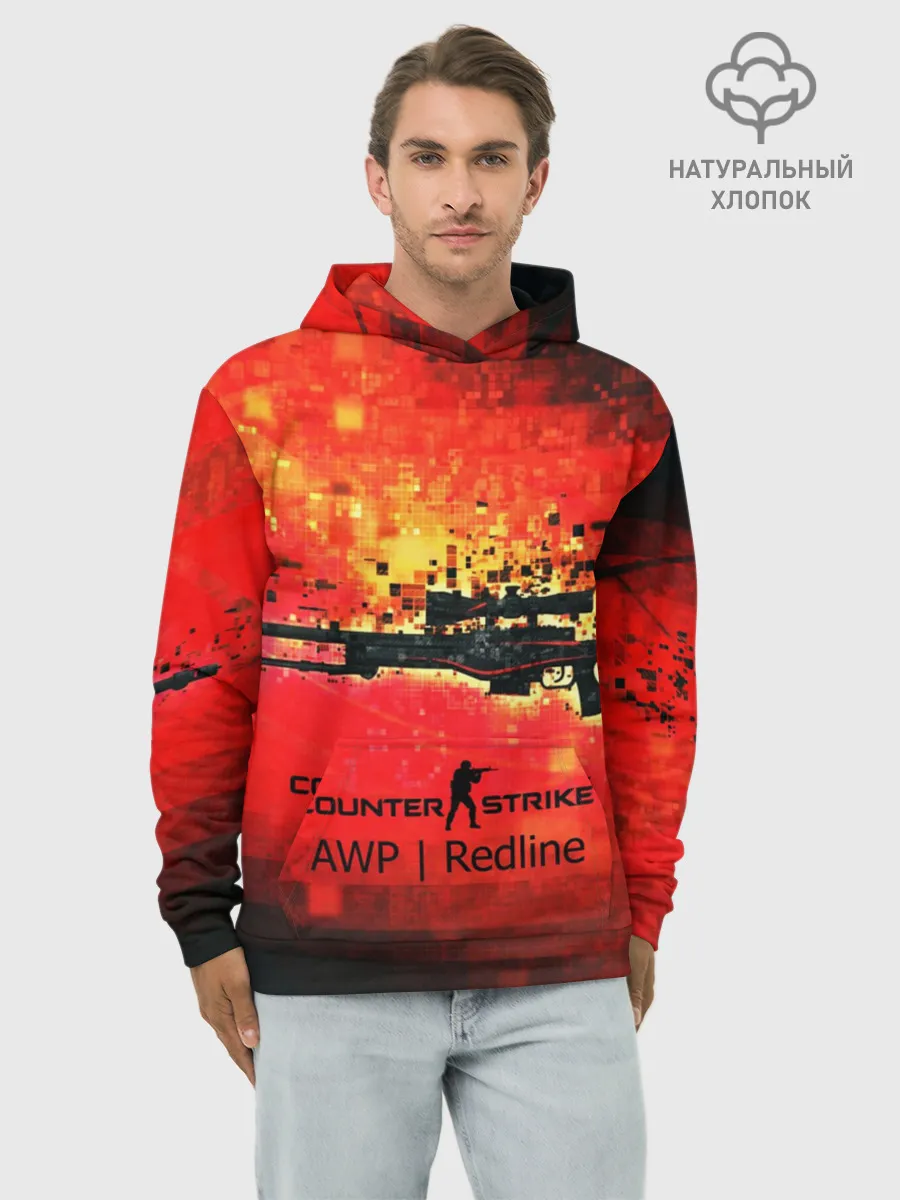 Худи мужской база хлопок / cs go:AWP:Red Line