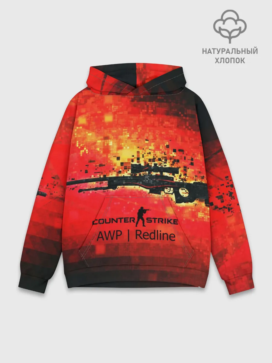Худи мужской база хлопок / cs go:AWP:Red Line