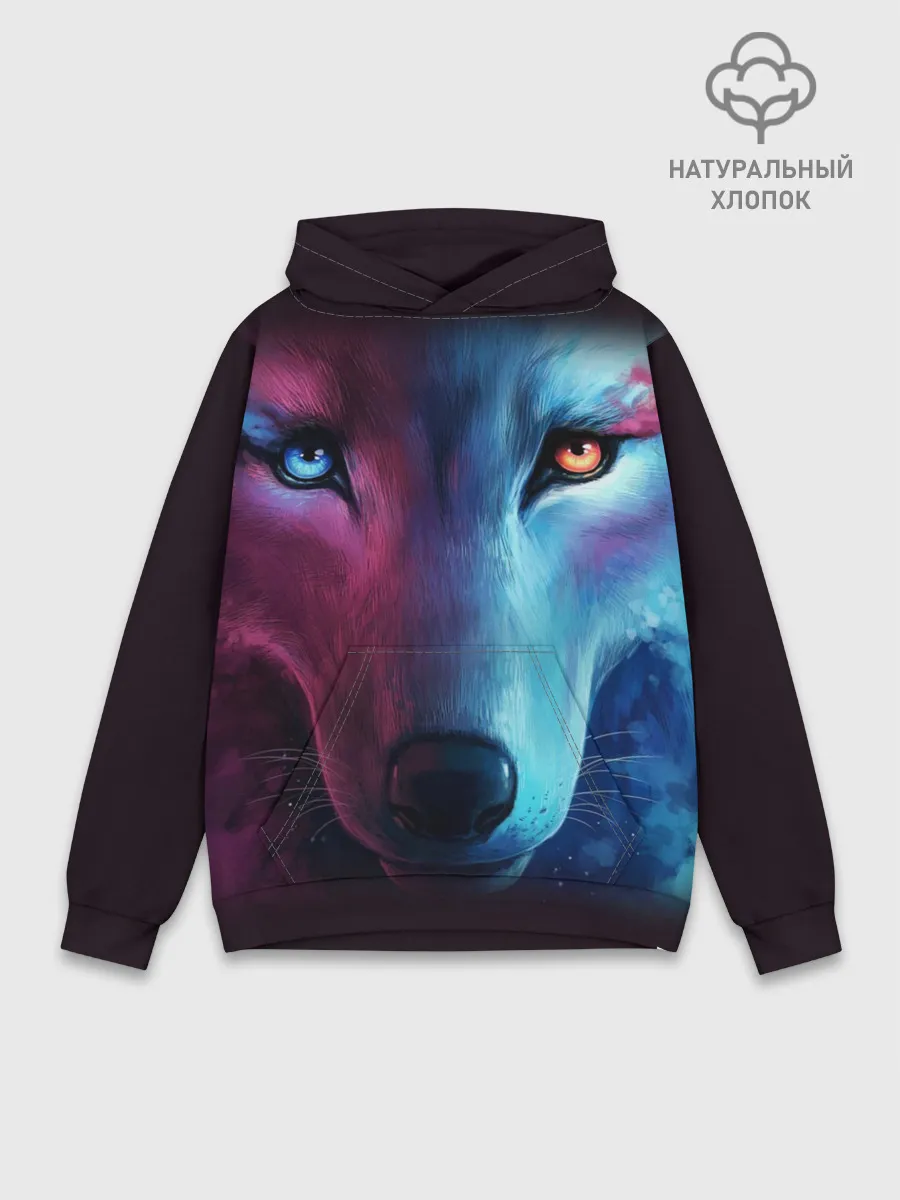 Худи мужской база хлопок / NEON WOLF | НЕОНОВЫЙ ВОЛК