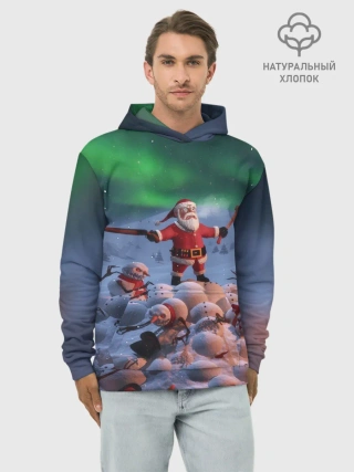 Худи мужской база хлопок / Дед мороз и снеговики-зомби