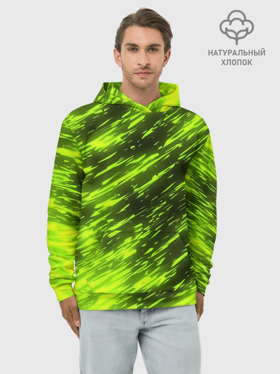 Худи мужской база хлопок / ЗЕЛЕНЫЙ ОГОНЬ