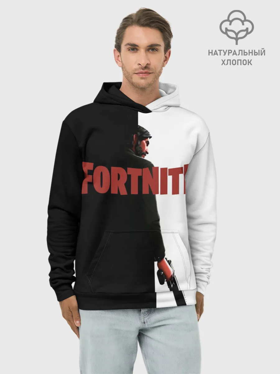 Худи мужской база хлопок / The Reaper Half Black Fortnite