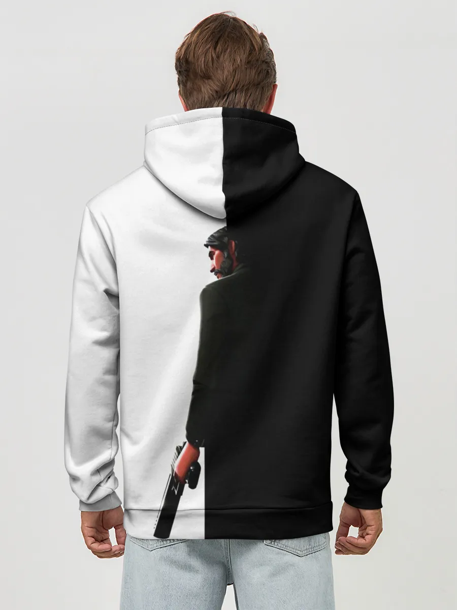 Худи мужской база хлопок / The Reaper Half Black Fortnite