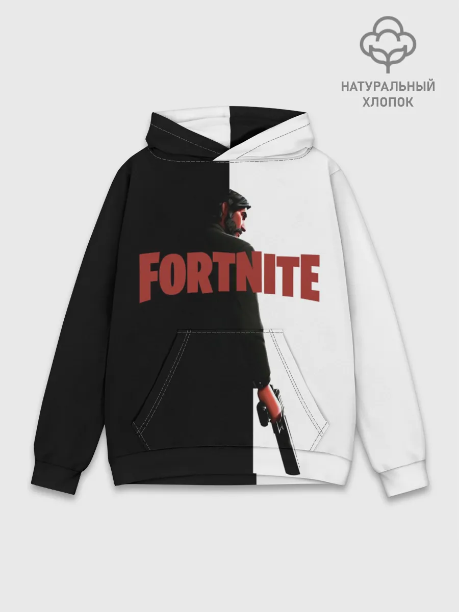 Худи мужской база хлопок / The Reaper Half Black Fortnite
