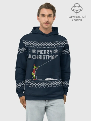 Худи мужской база хлопок / Гринч Вязаный