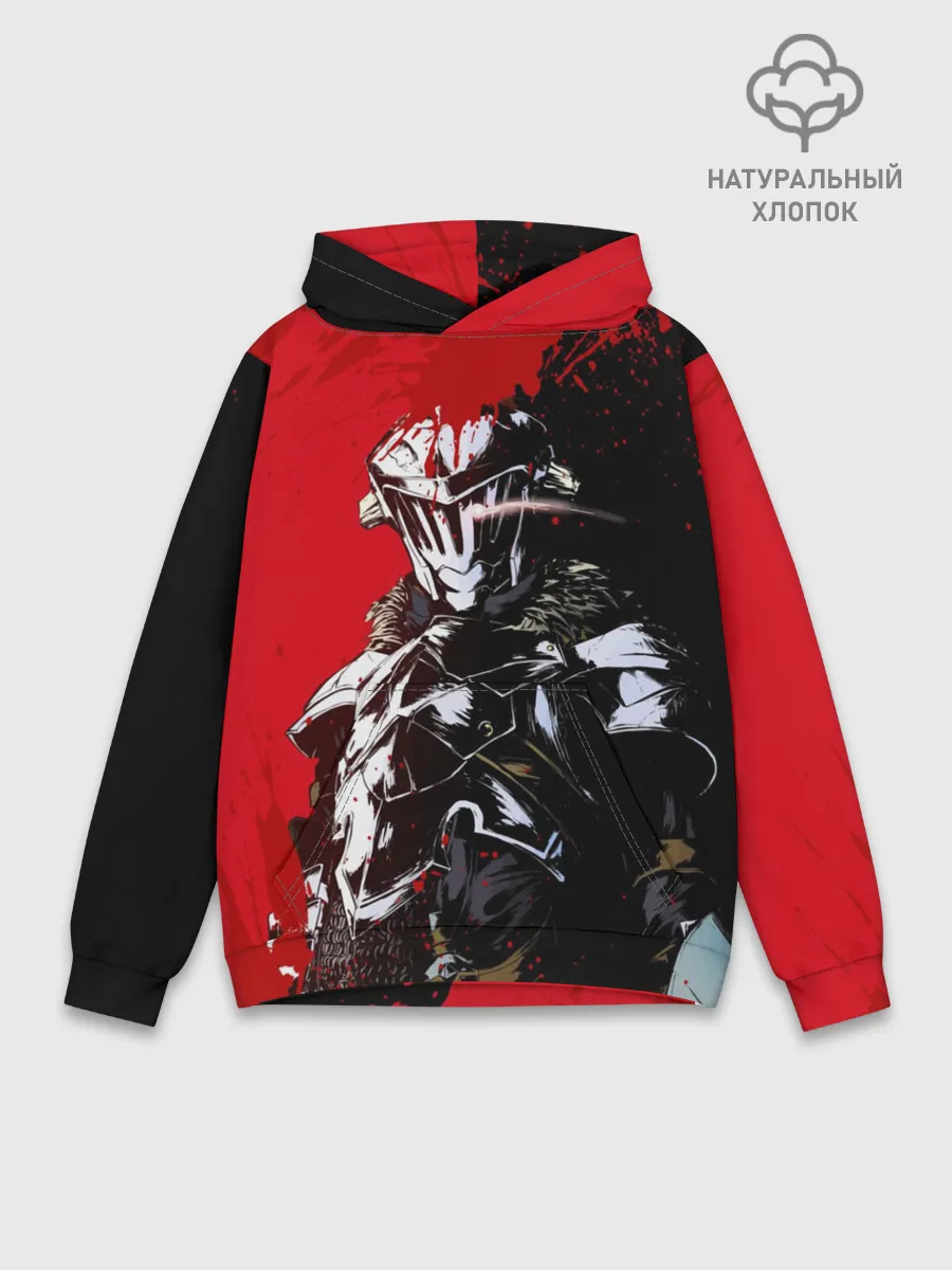 Худи мужской база хлопок / Goblin Slayer red and black
