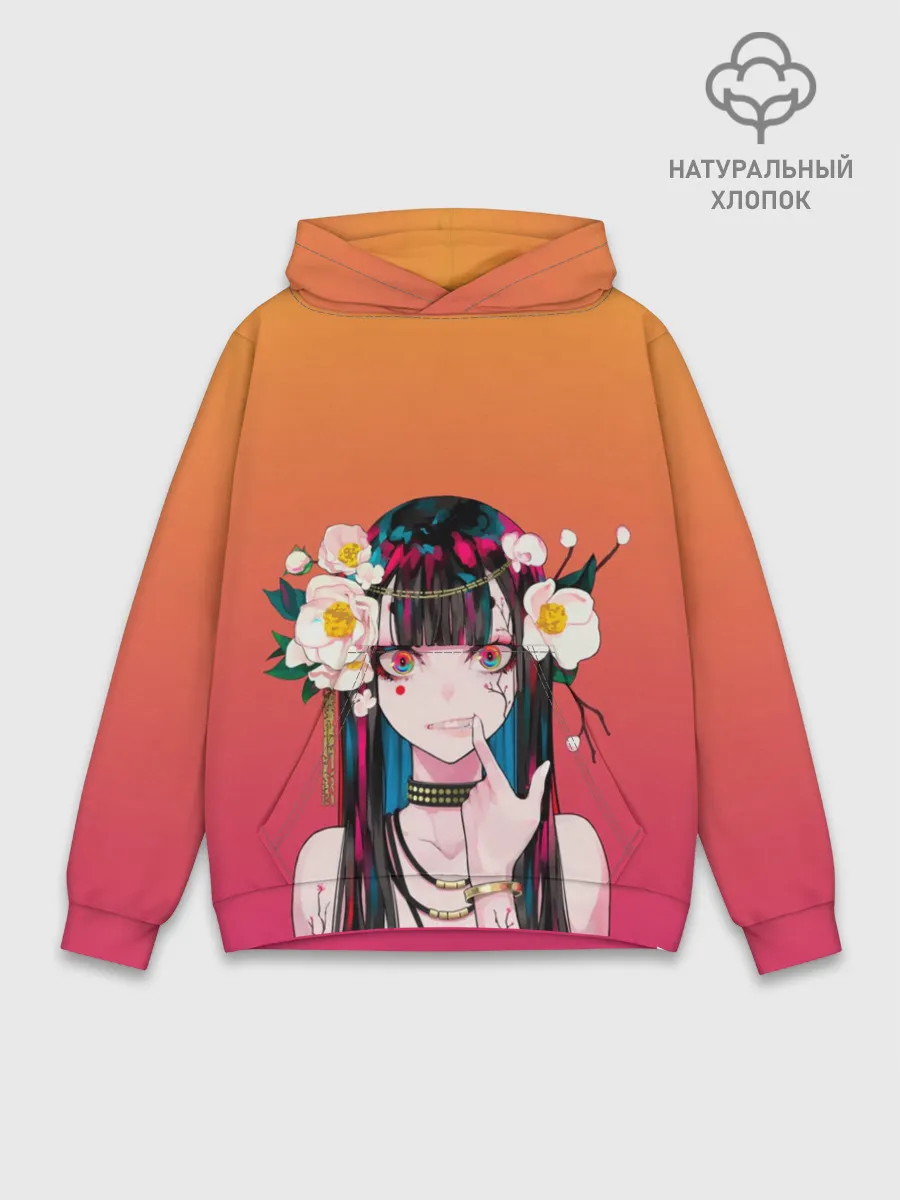Худи мужской база хлопок / Девушка - сакура