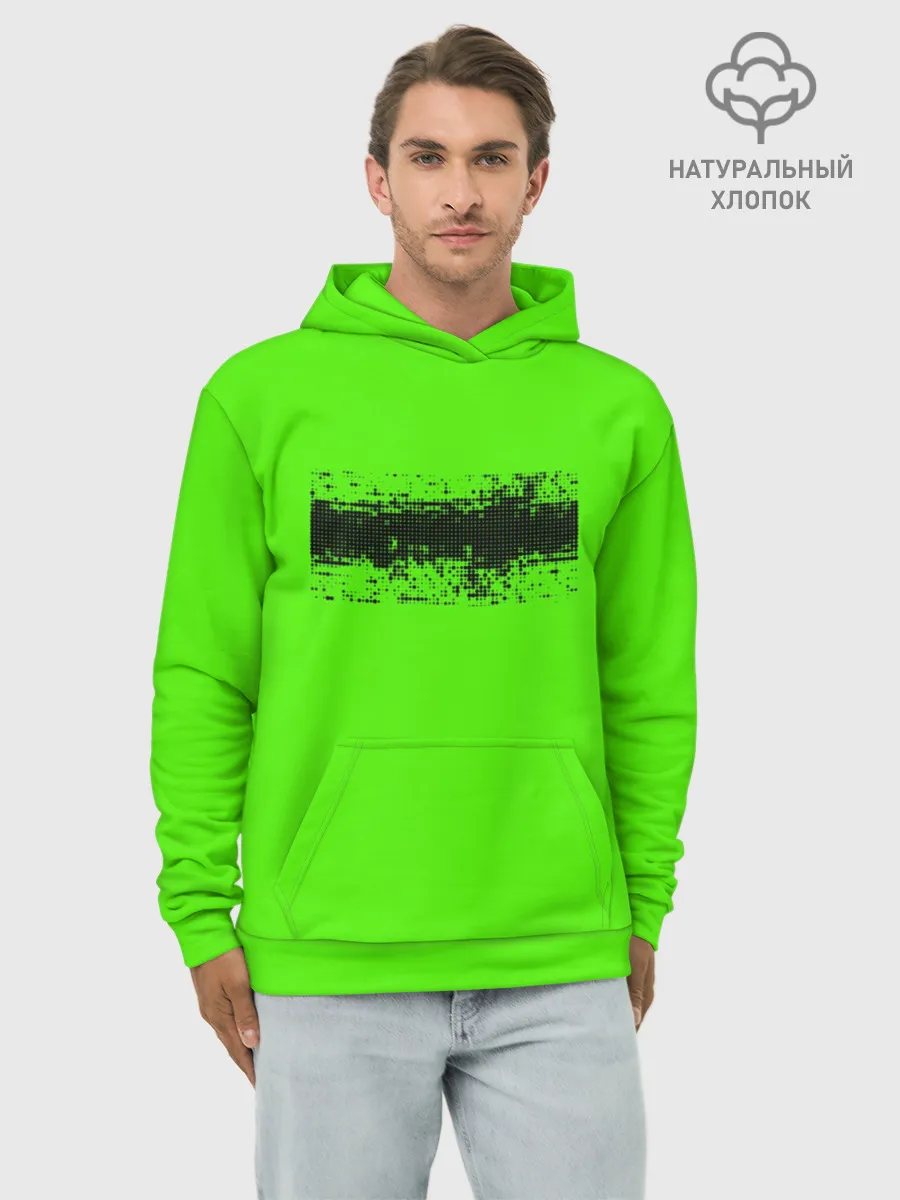 Худи мужской база хлопок / Гранж зеленый