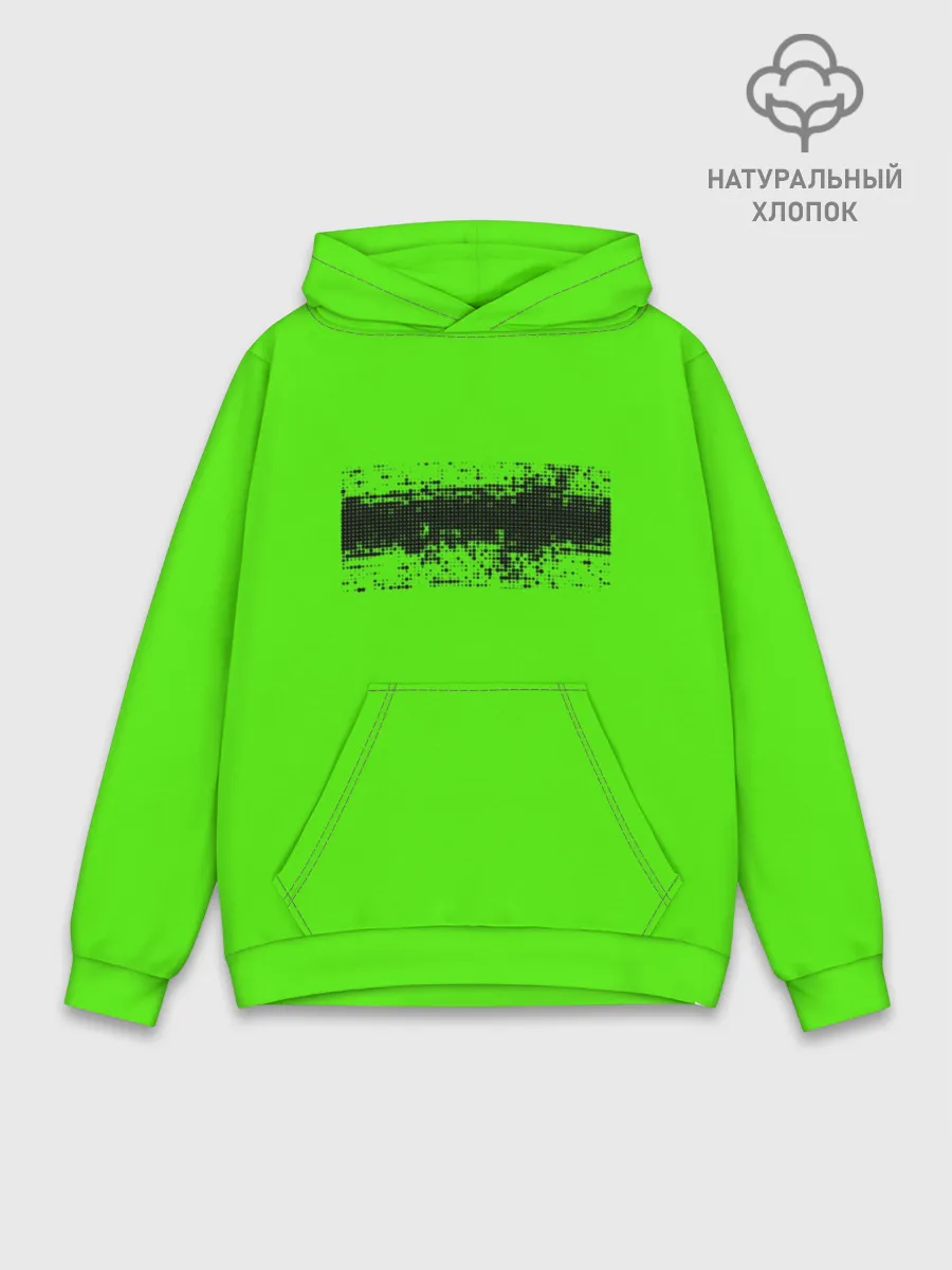 Худи мужской база хлопок / Гранж зеленый