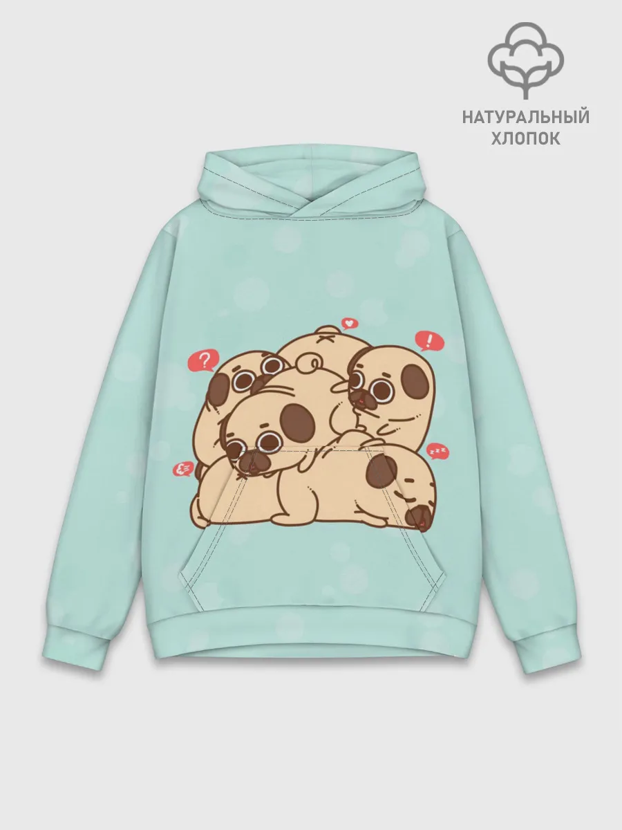 Худи мужской база хлопок / Мопсы
