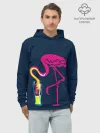 Худи мужской база хлопок / Кислотный фламинго