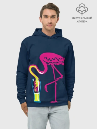 Худи мужской база хлопок / Кислотный фламинго