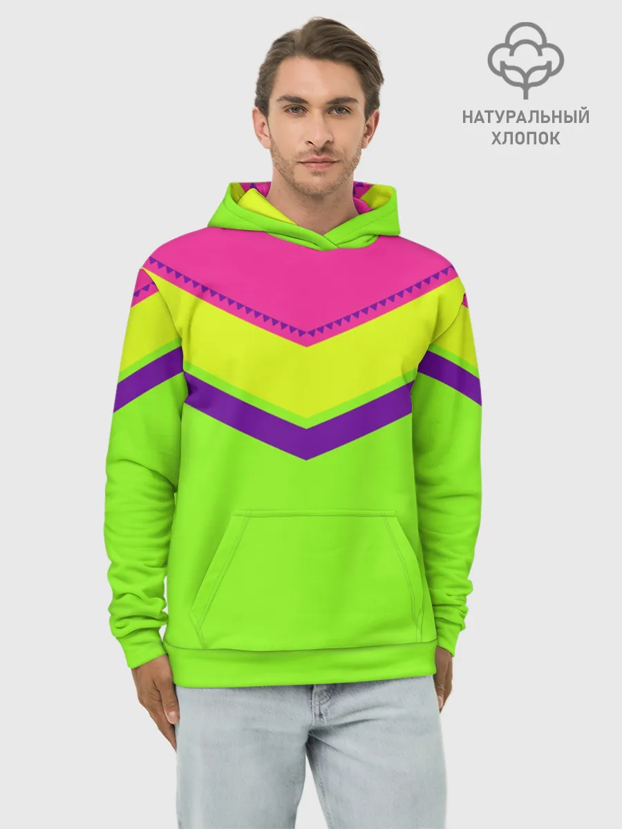 Худи мужской база хлопок / Цветные треугольники_ салатовы