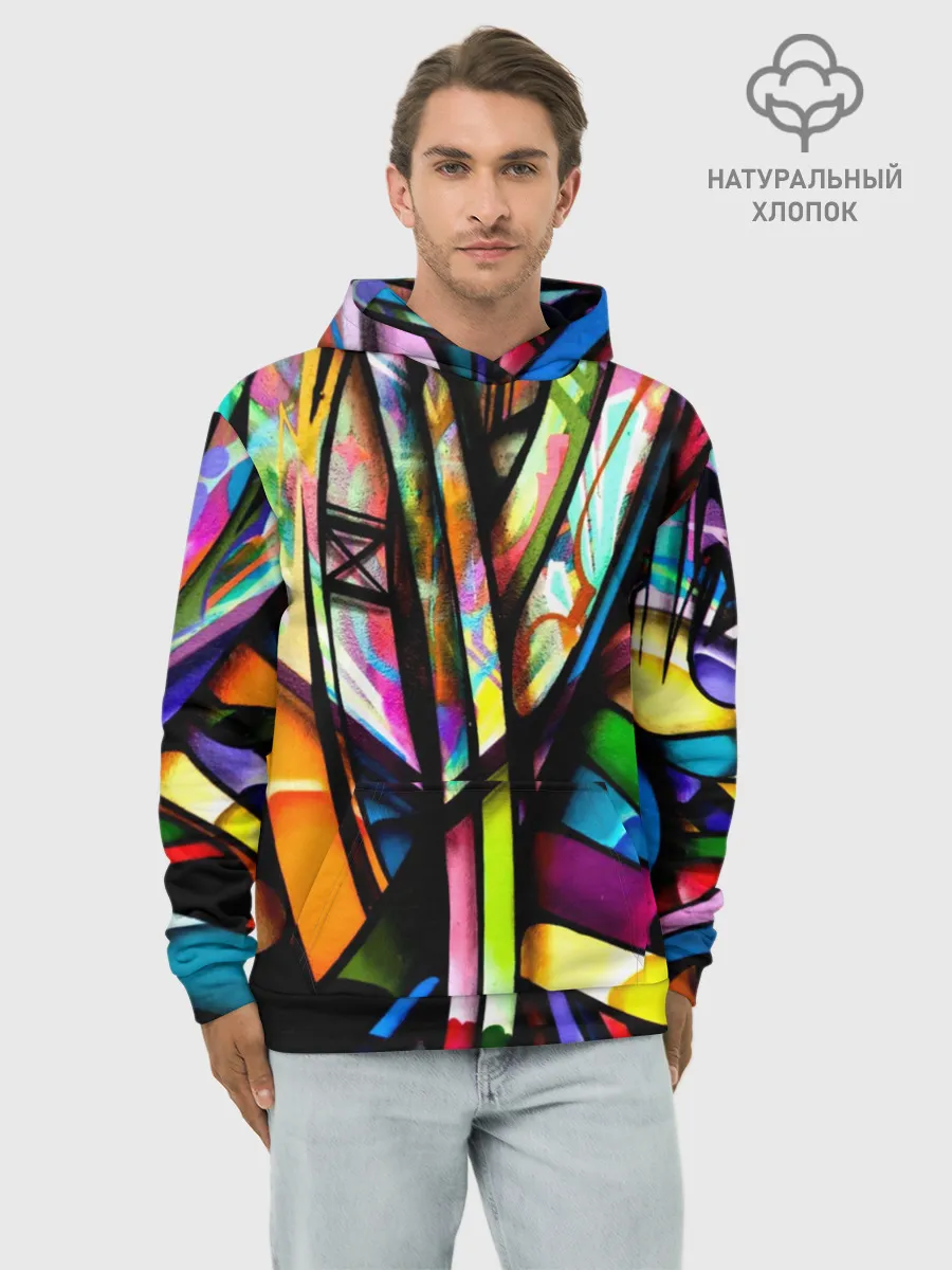 Худи мужской база хлопок / Красочное граффити
