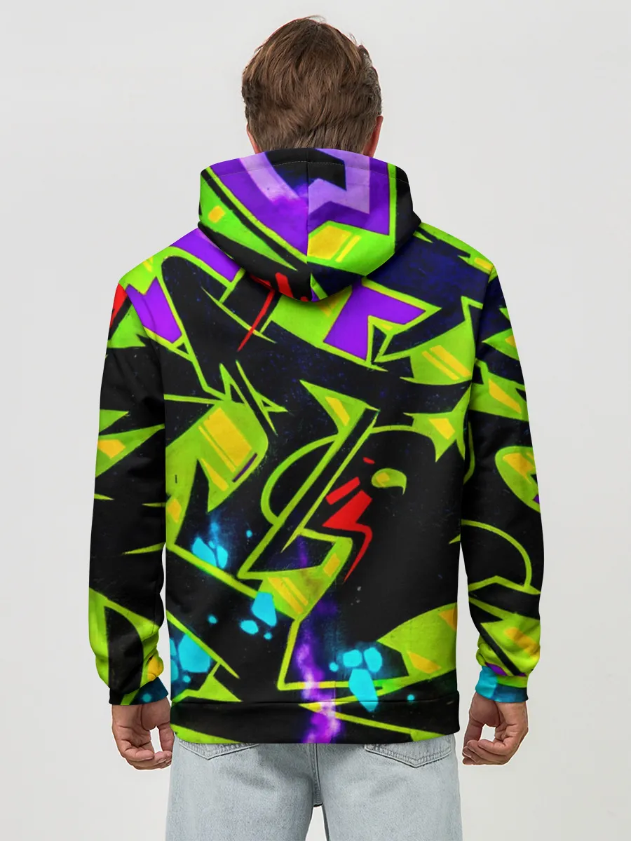 Худи мужской база хлопок / Кислотное Граффити