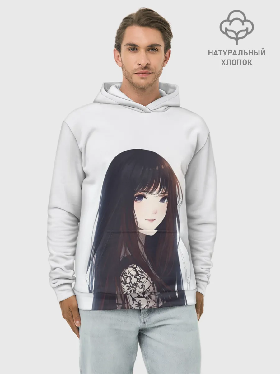 Худи мужской база хлопок / Красивая аниме девушка