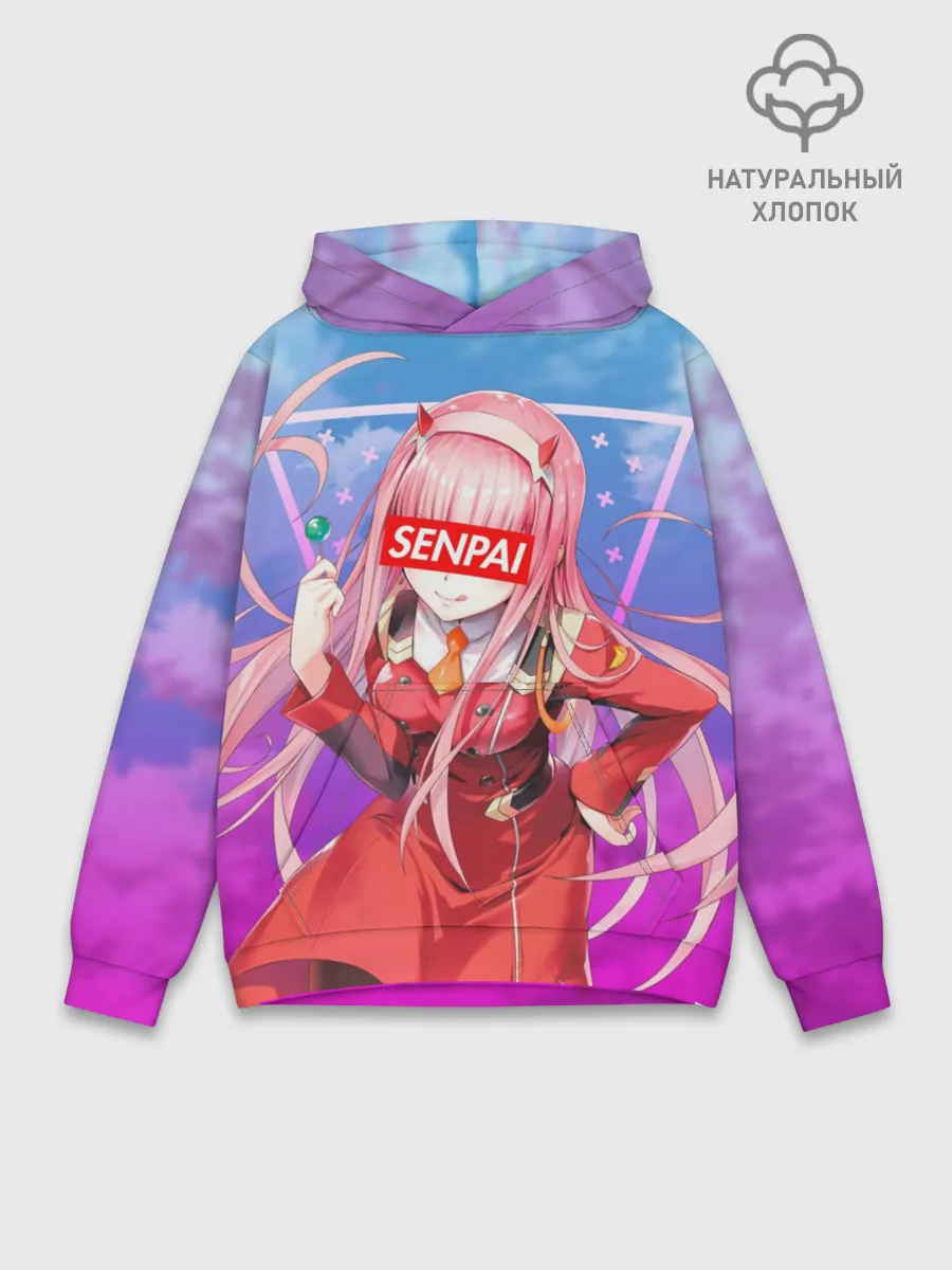 Худи мужской база хлопок / Anime Senpai Girl pink