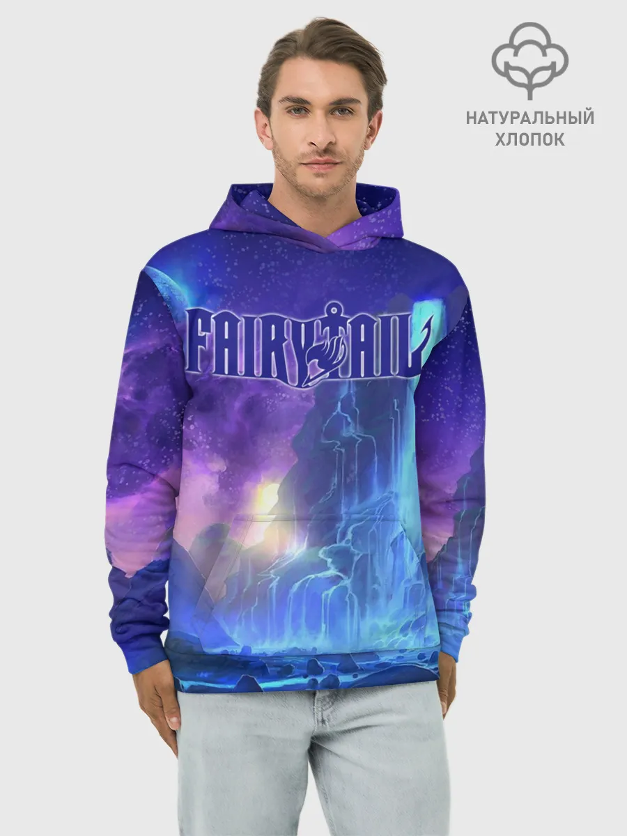 Худи мужской база хлопок / Водопад Фейри Тейл