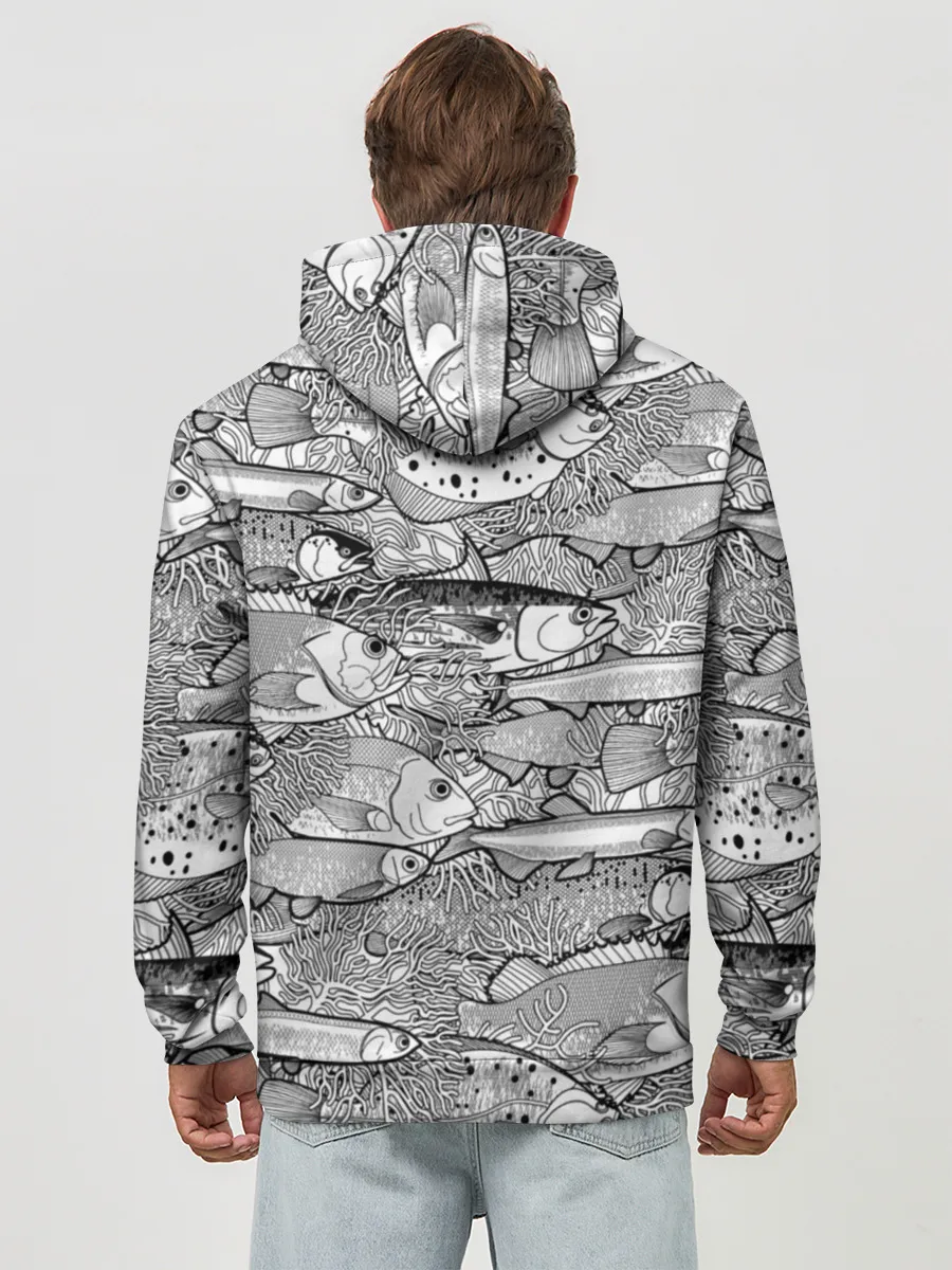 Худи мужской база хлопок / Рыбы