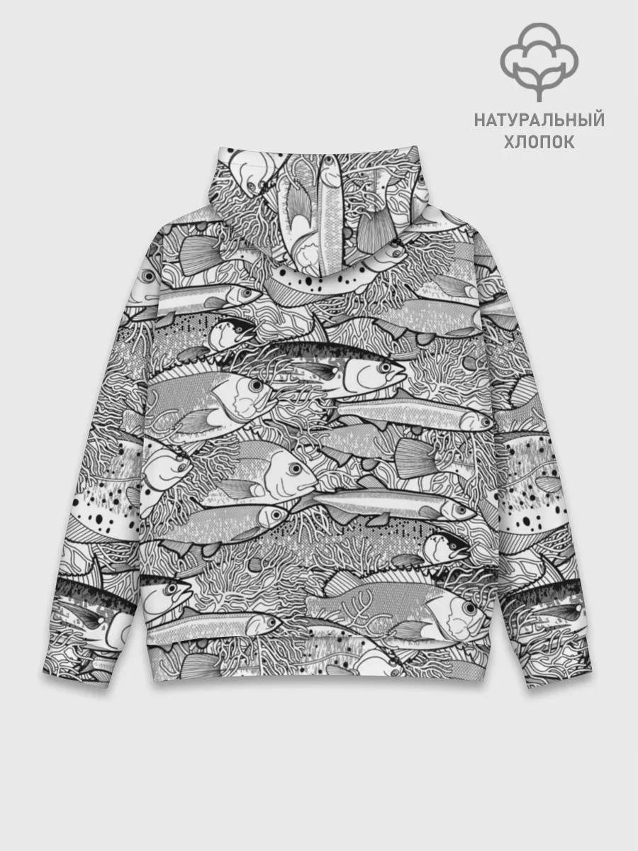 Худи мужской база хлопок / Рыбы