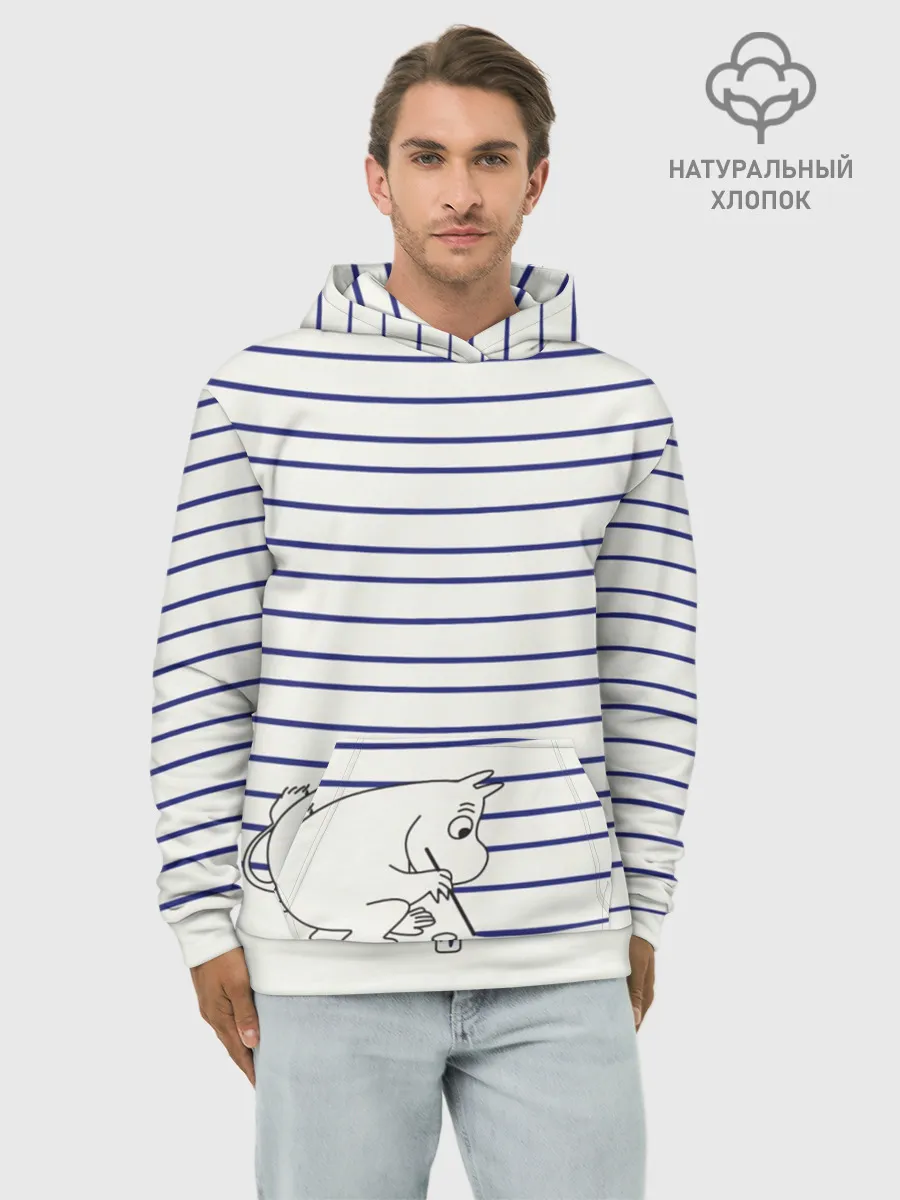 Худи мужской база хлопок / Муми-тролль рисует полосы