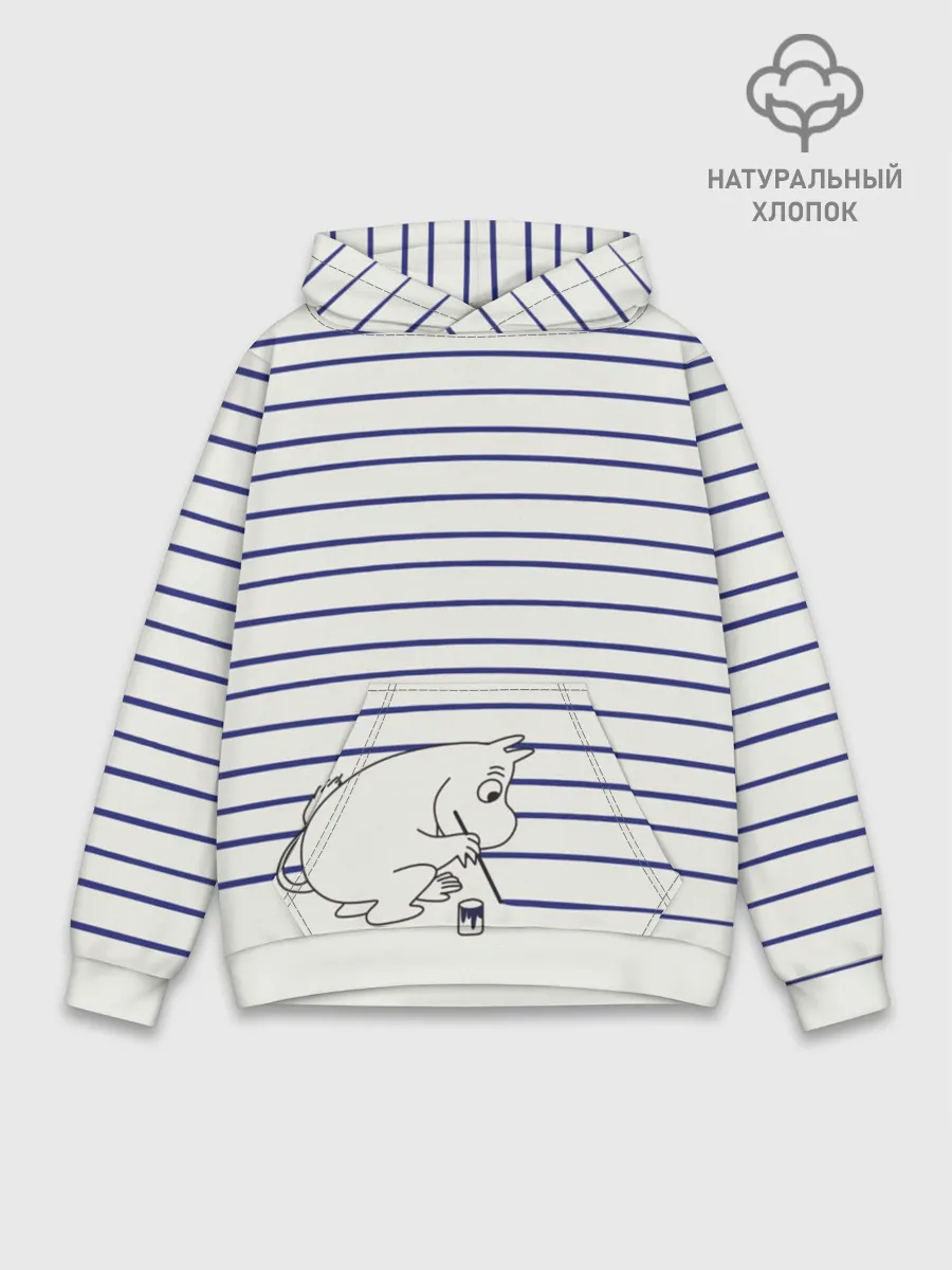 Худи мужской база хлопок / Муми-тролль рисует полосы