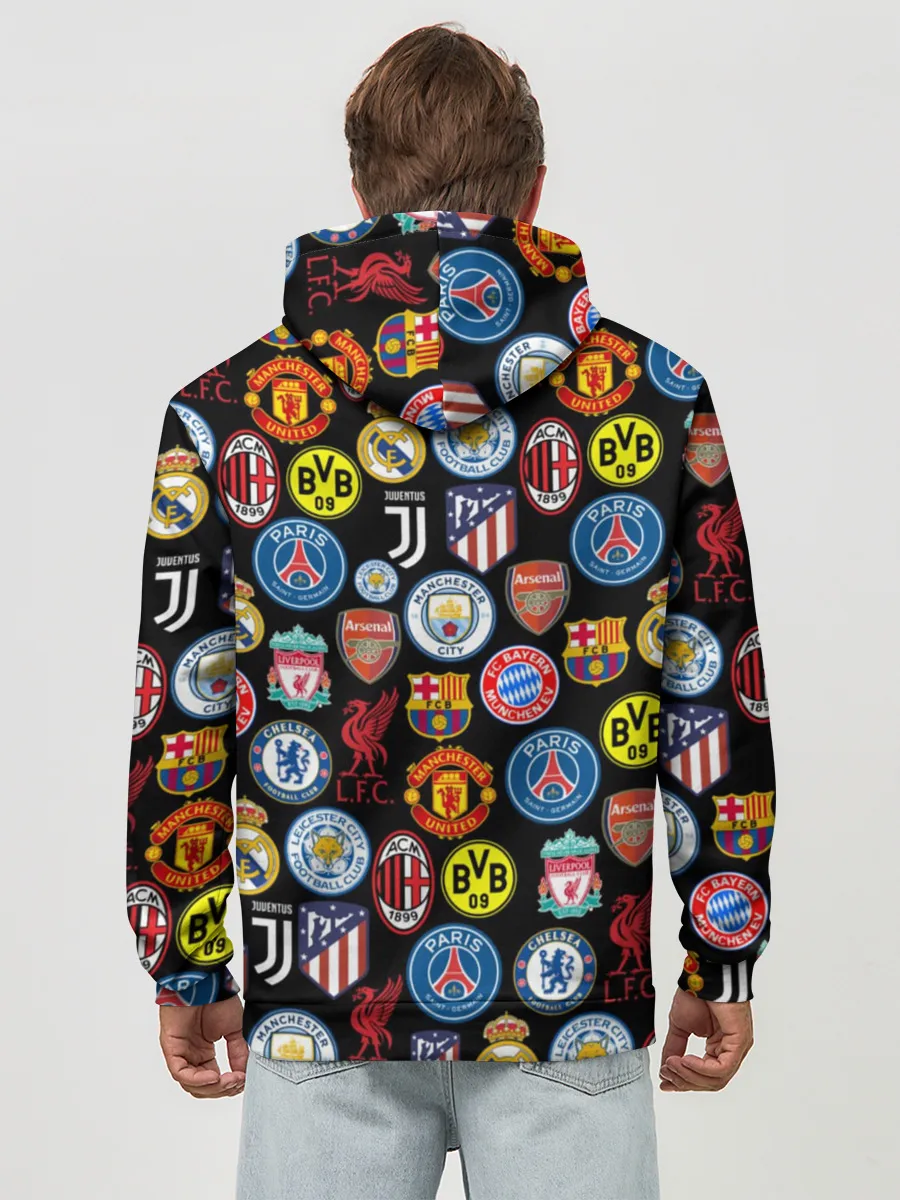 Худи мужской база хлопок / ЛОГО ФУТБОЛЬНЫХ КОМАНД