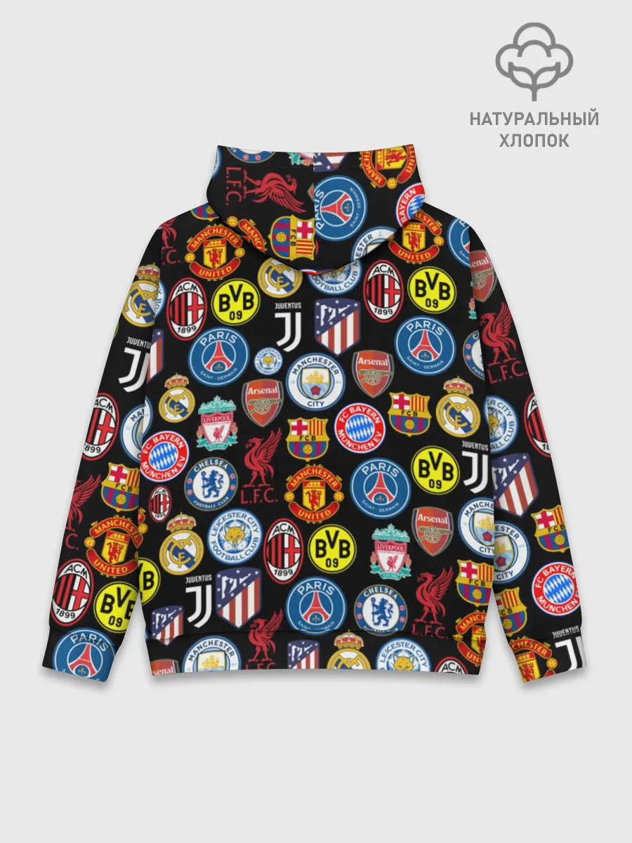 Худи мужской база хлопок / ЛОГО ФУТБОЛЬНЫХ КОМАНД