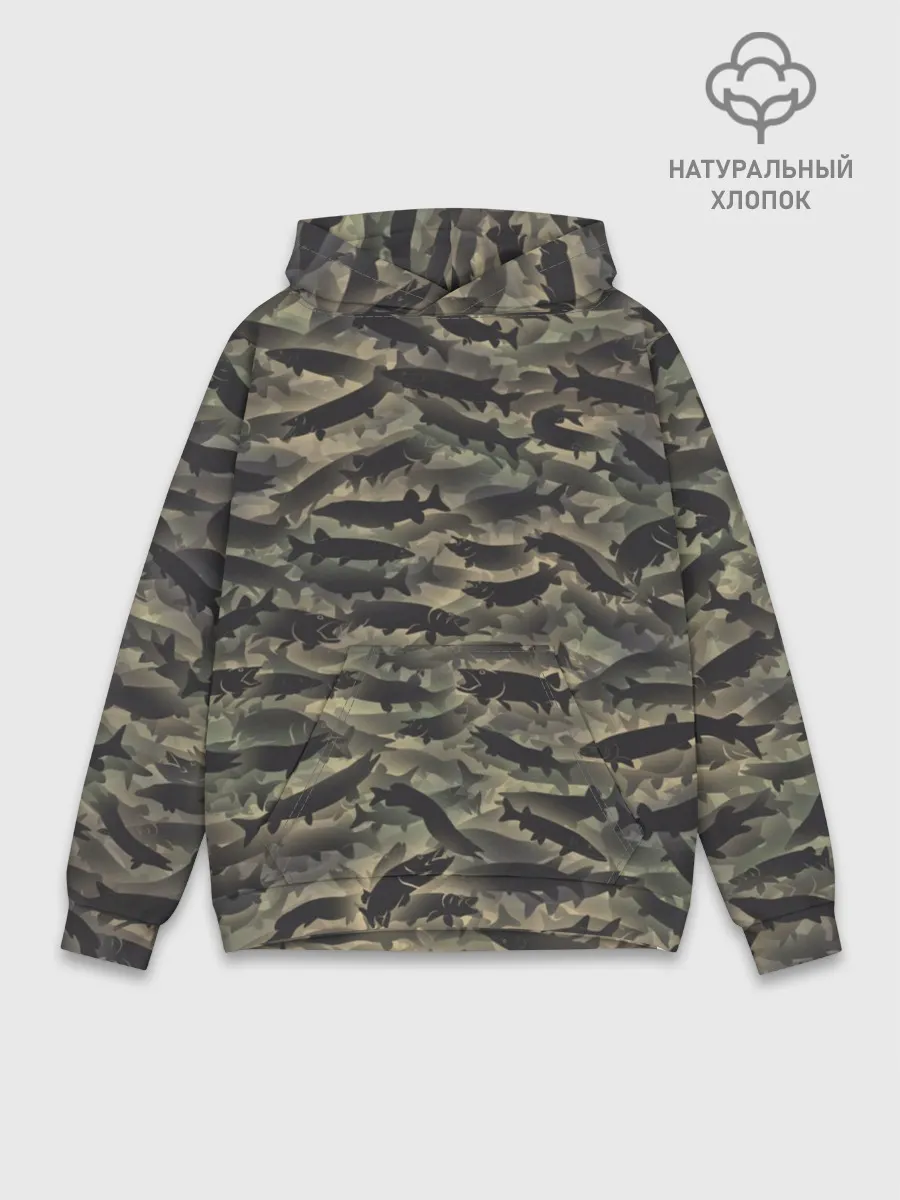 Худи мужской база хлопок / Камуфляж с щуками