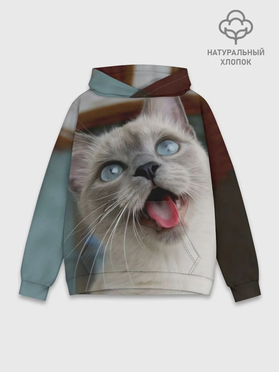 Худи мужской база хлопок / Сиамский котенок