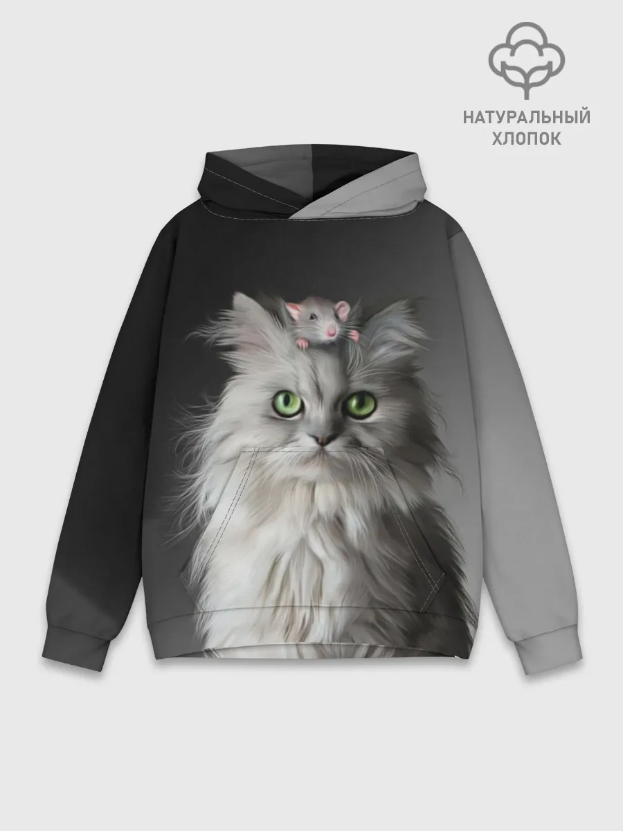 Худи мужской база хлопок / Кот и мышка