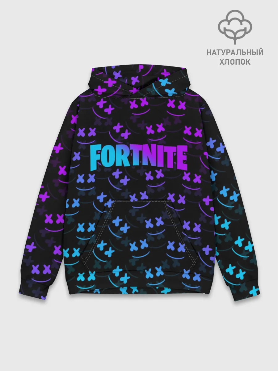 Худи мужской база хлопок / FORTNITE MARSHMELLO NEON