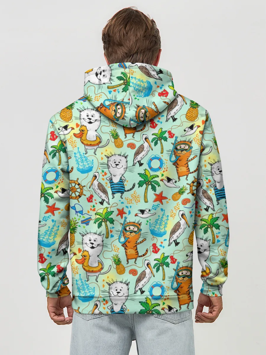 Худи мужской база хлопок / Коты на отдыхе