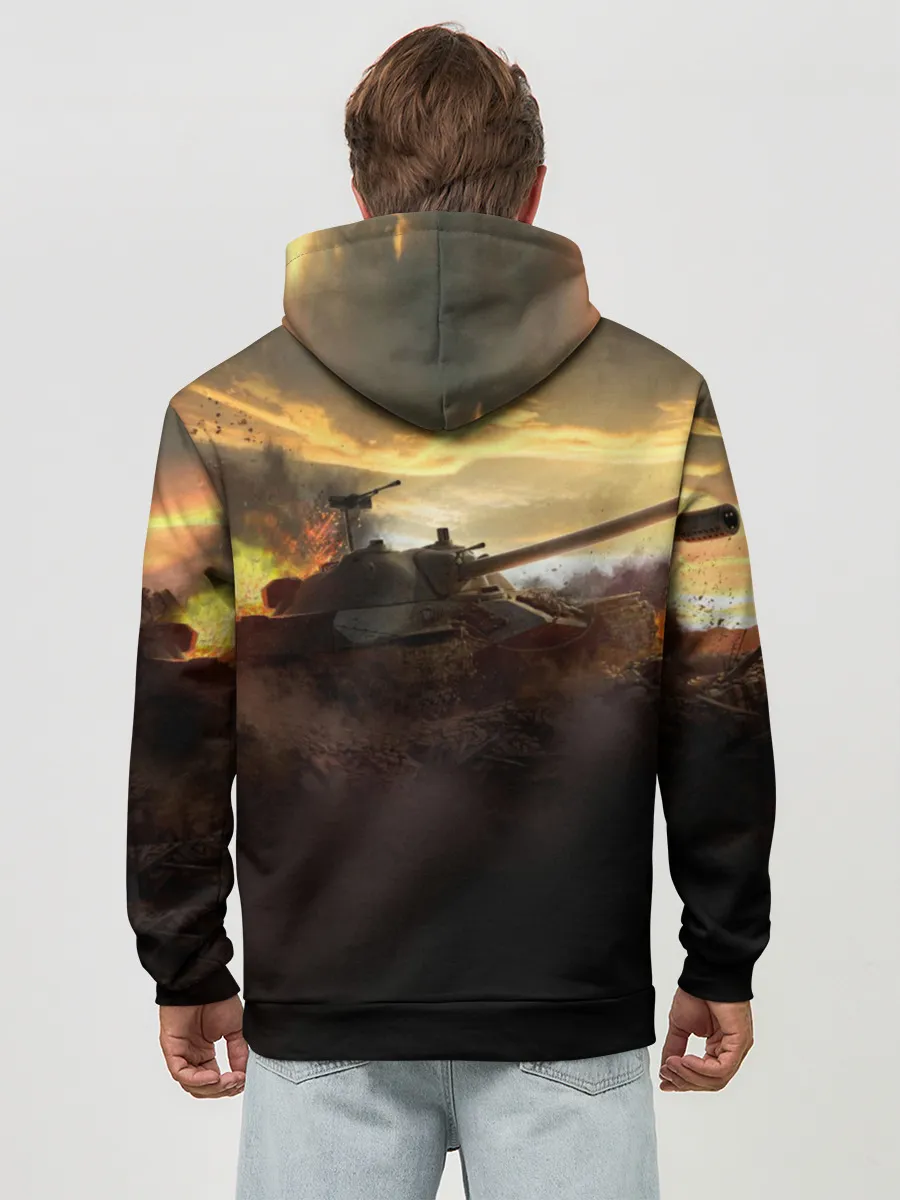 Худи мужской база хлопок / танк на закате