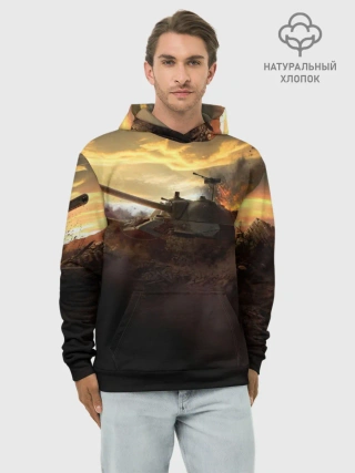 Худи мужской база хлопок / танк на закате