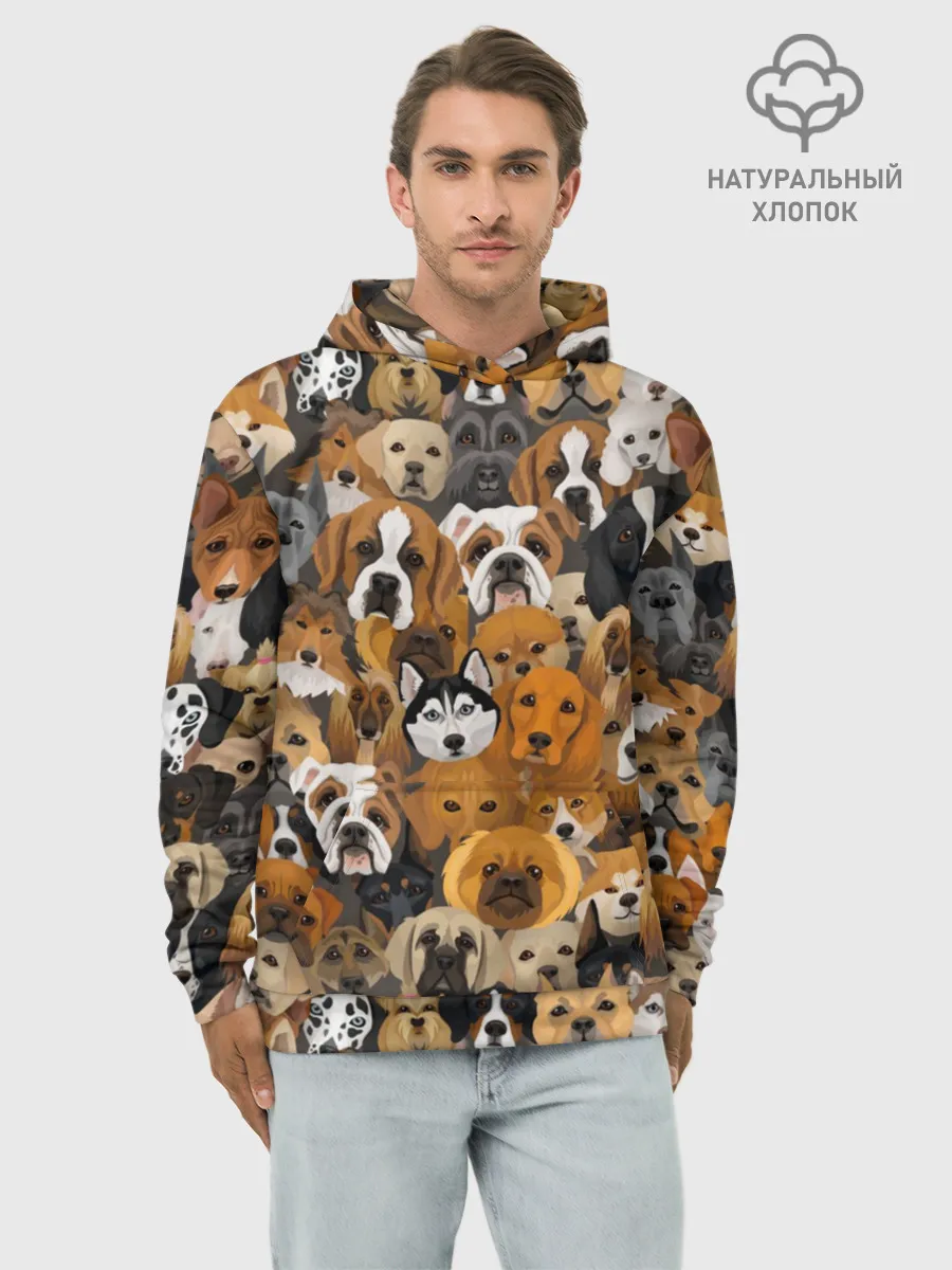 Худи мужской база хлопок / Собаки