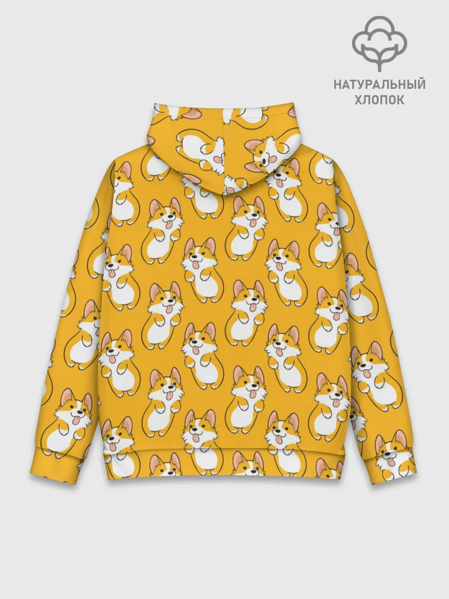 Худи мужской база хлопок / Корги Паттерн 2