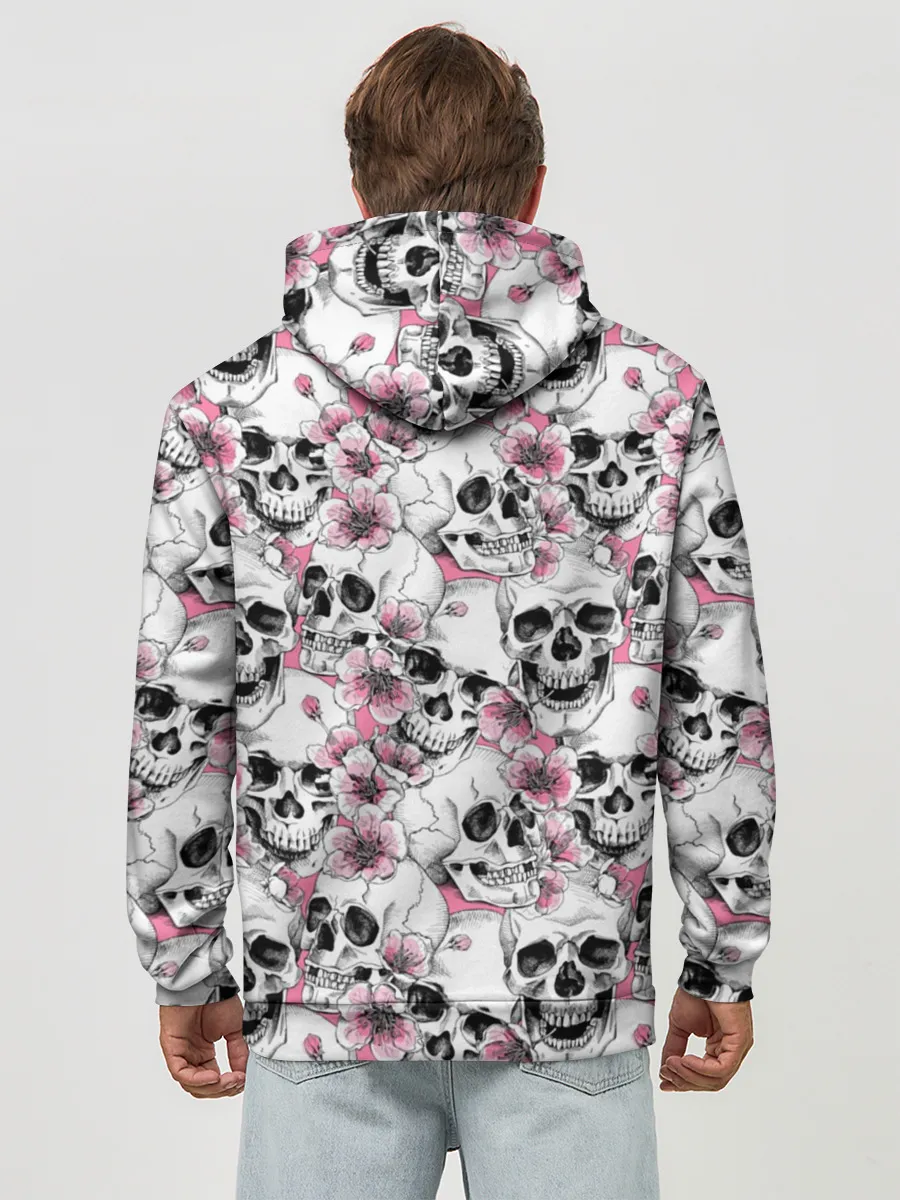 Худи мужской база хлопок / Черепа в цветах