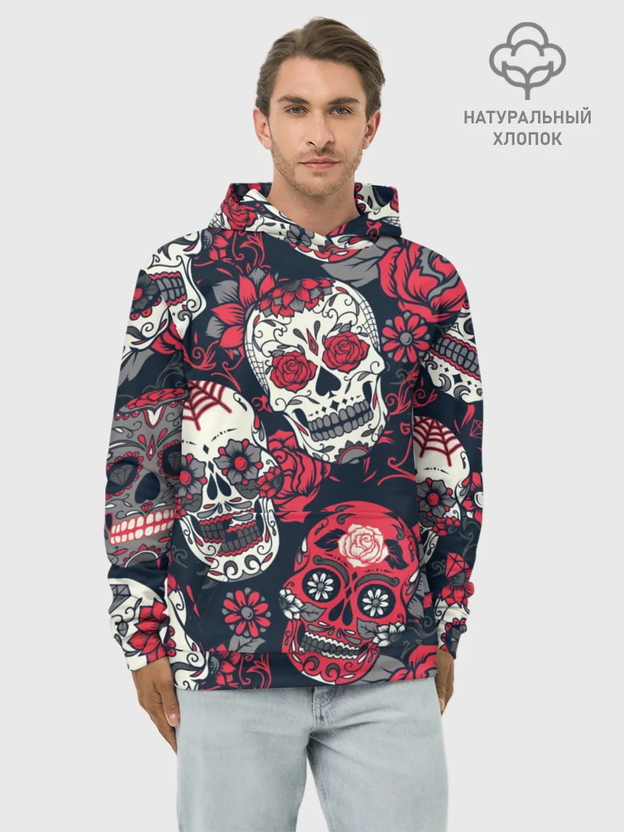 Худи мужской база хлопок / Мексиканские черепа