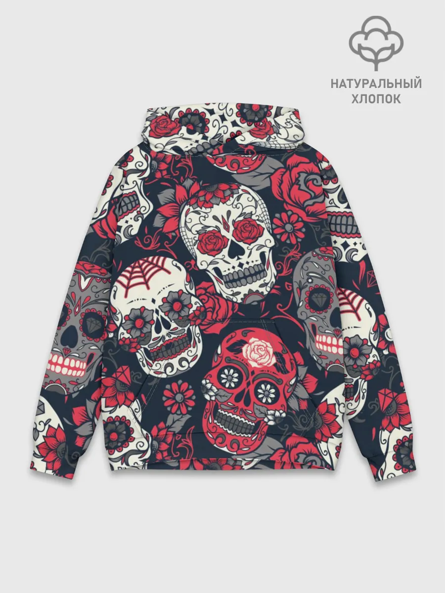 Худи мужской база хлопок / Мексиканские черепа