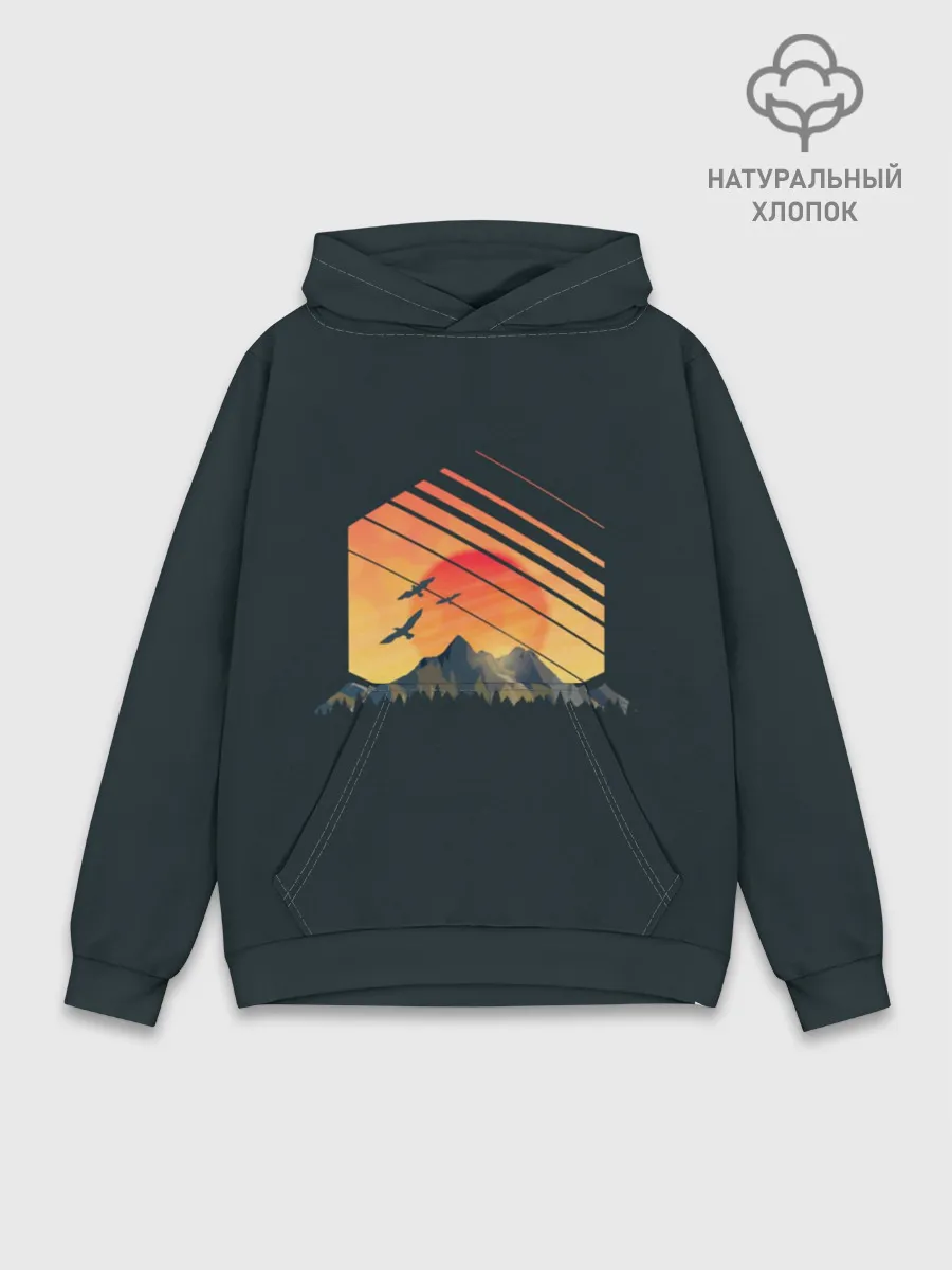 Худи мужской база хлопок / Заход Солнца