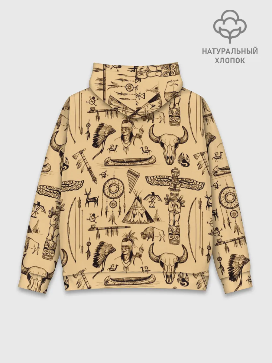 Худи мужской база хлопок / Индейский паттерн