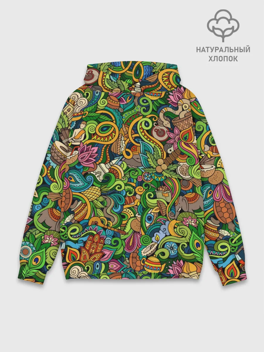 Худи мужской база хлопок / Тибетский коллаж