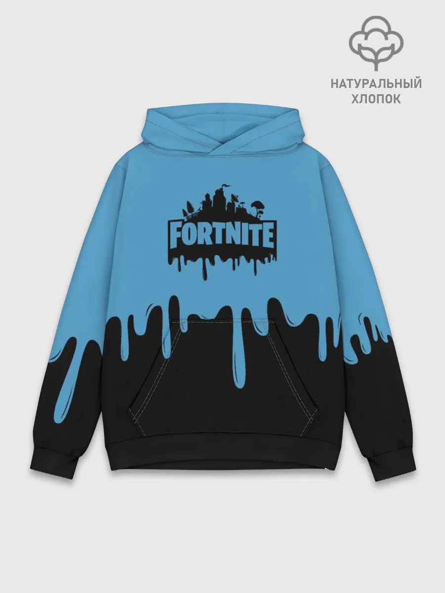 Худи мужской база хлопок / FORTNITE - Black&Blue