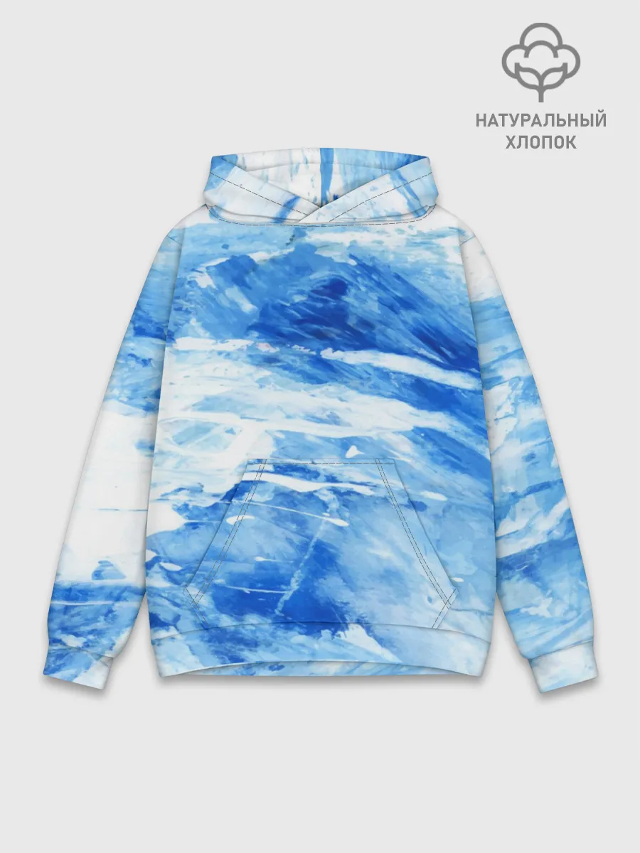 Худи мужской база хлопок / Вода акварель