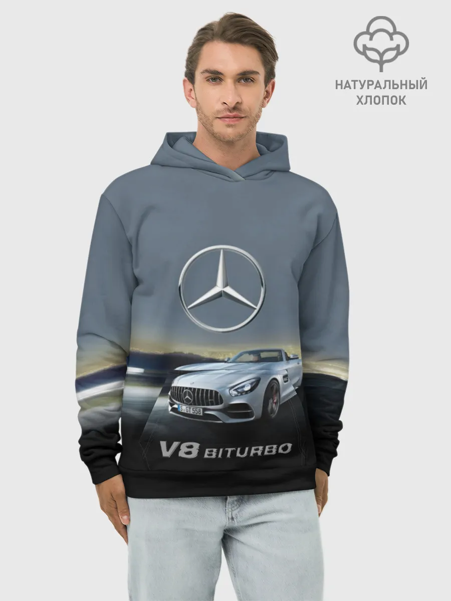 Худи мужской база хлопок / V8 Biturbo