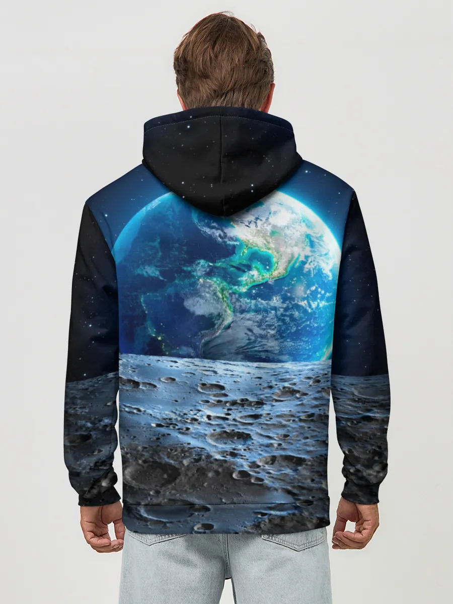 Худи мужской база хлопок / Кот на луне