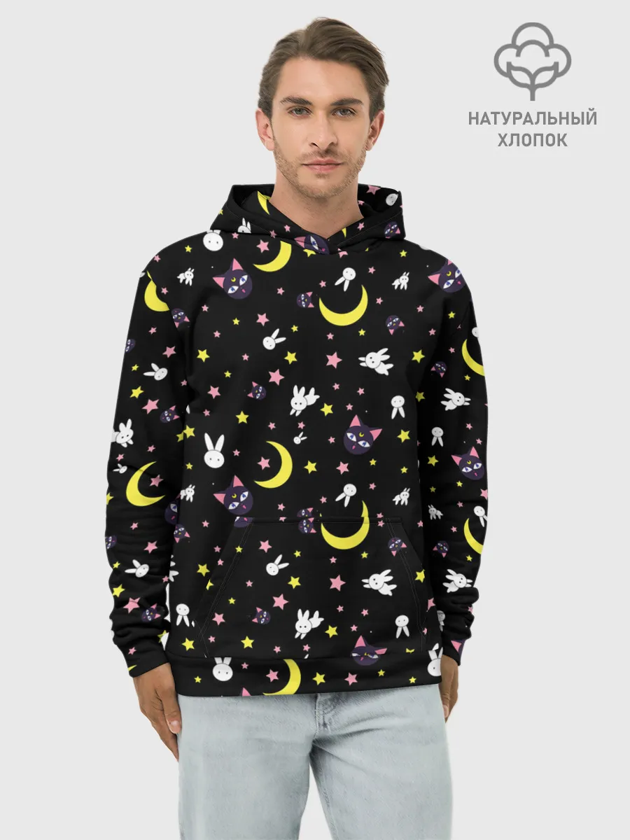 Худи мужской база хлопок / Sailor Moon Pattern